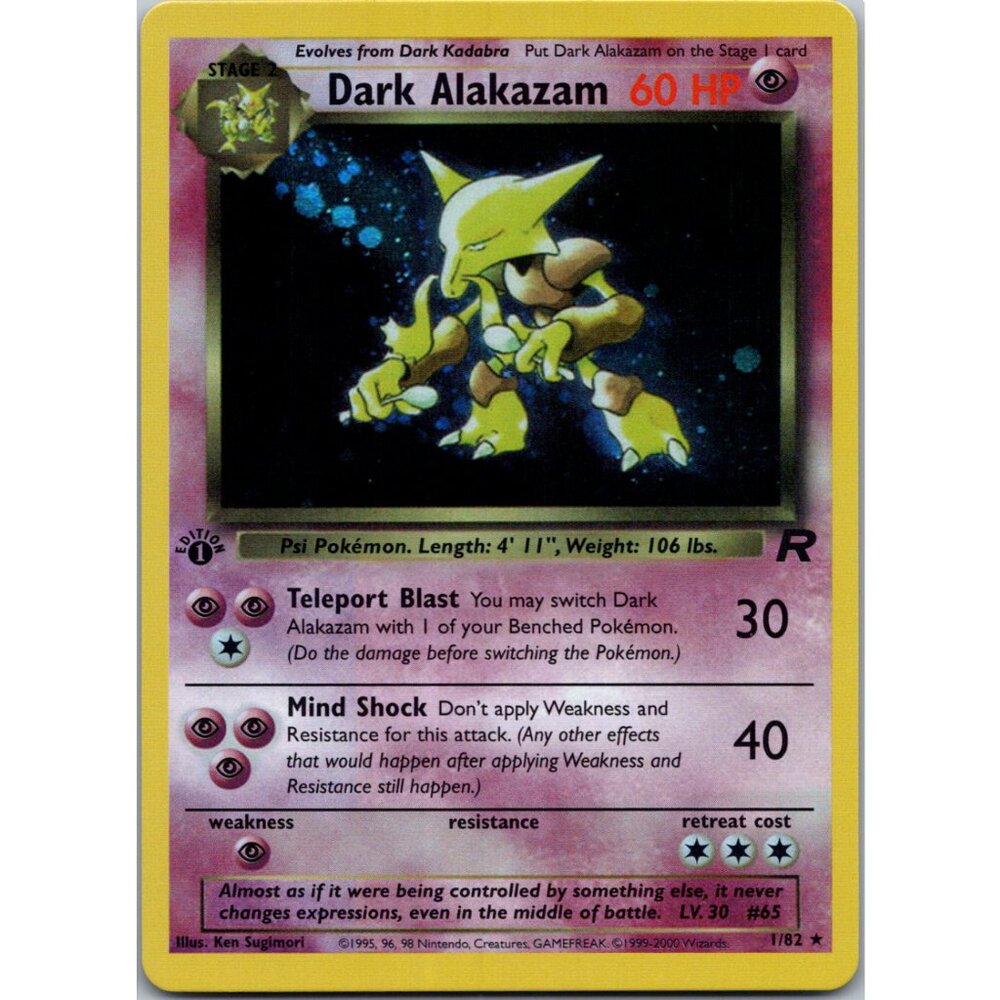 Dark Alakazam Rocket 1st Edition "Reprinted"